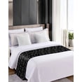 thumbnail image 4 of Xipuska Pumpkins Leaves Bed Runners for Queen Size Bed, Decorative Bed Throws for Foot of Bed, Thanksgiving Black Autumn Pastoral Bed Runner Sofa Throw Bedding Scarf Protector Slipcover for Bedroom, 4 of 6