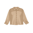 thumbnail image 4 of Blouse Transparente pour Femmes Col à Revers Manches Longues Chemise Ample en Maille Protection Solaire, 4 of 5