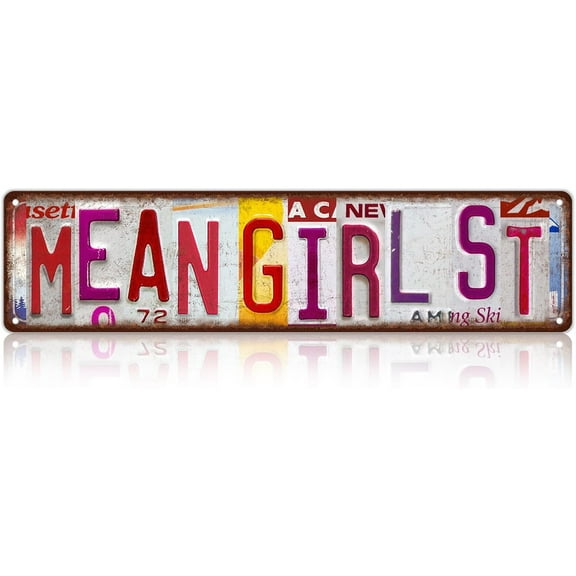 Vintage Mean Girl St Wall Decor Street Signs Metal Tin Signs Gife for Women Wife 16 x 4 Inches