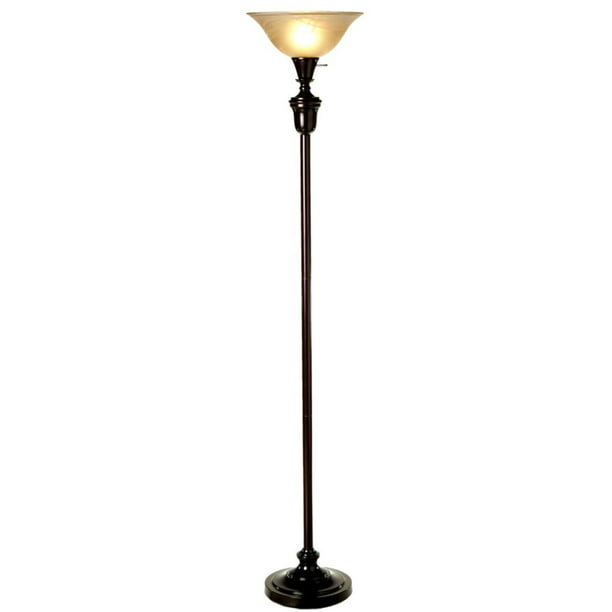 Oil Rubbed Bronze Torchiere Floor Lamp, Bronze Torchiere Floor Lamp With Frosted Plastic Shade