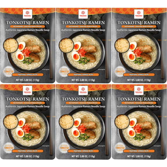 Hakubaku Authentic Japanese Ramen Noodles (Tonkotsu, 6 PACK)