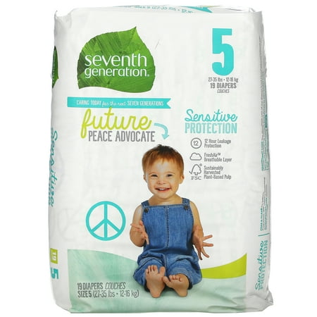 Seventh Generation Sensitive Protection Free & Clear Baby Diapers - Size 5, 19 count