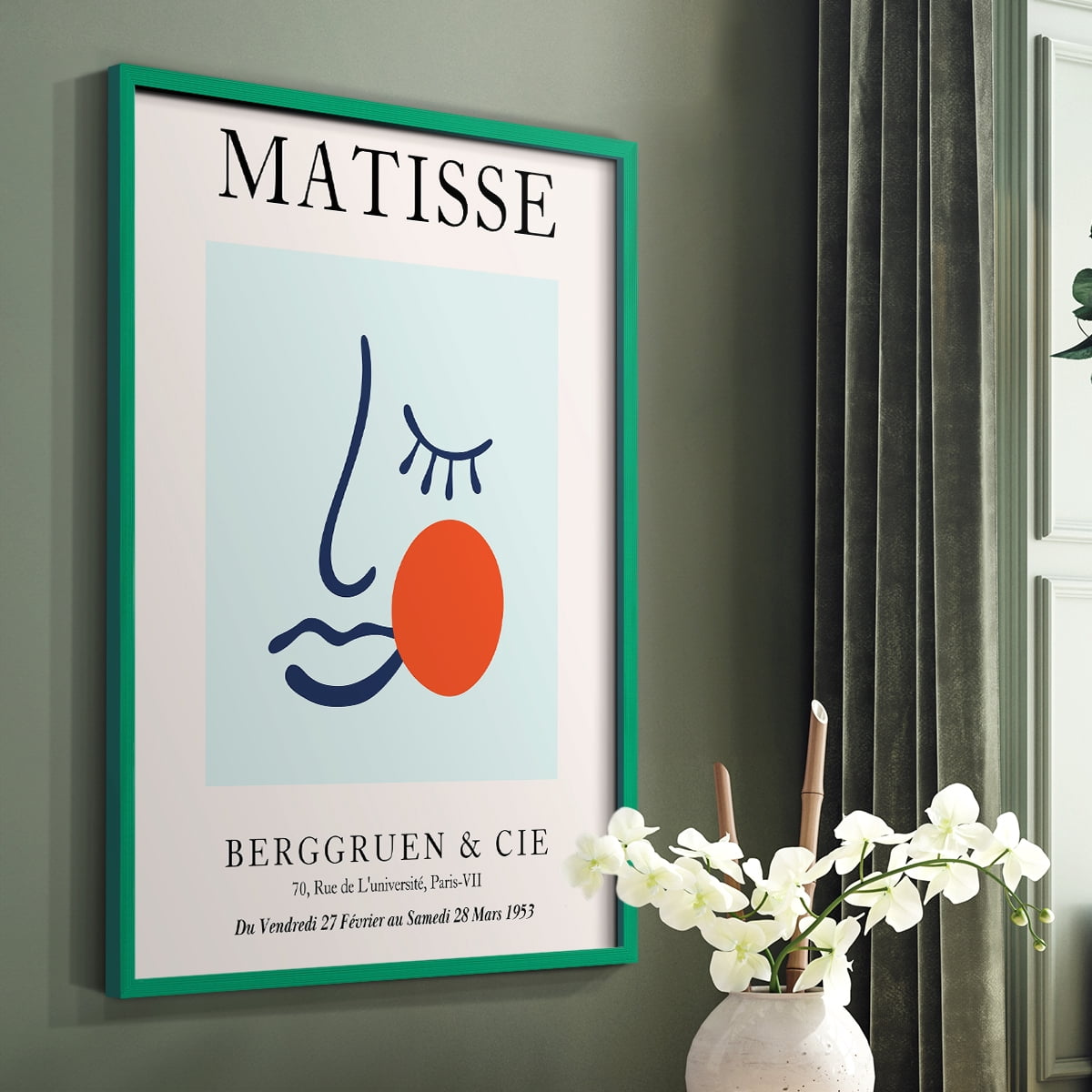 Matisse CDXCVIII in Green Solid Wood Framed Print No Nail Hanging