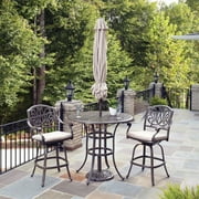 Floral Blossom Taupe 3PC Bistro Set with Umbrella