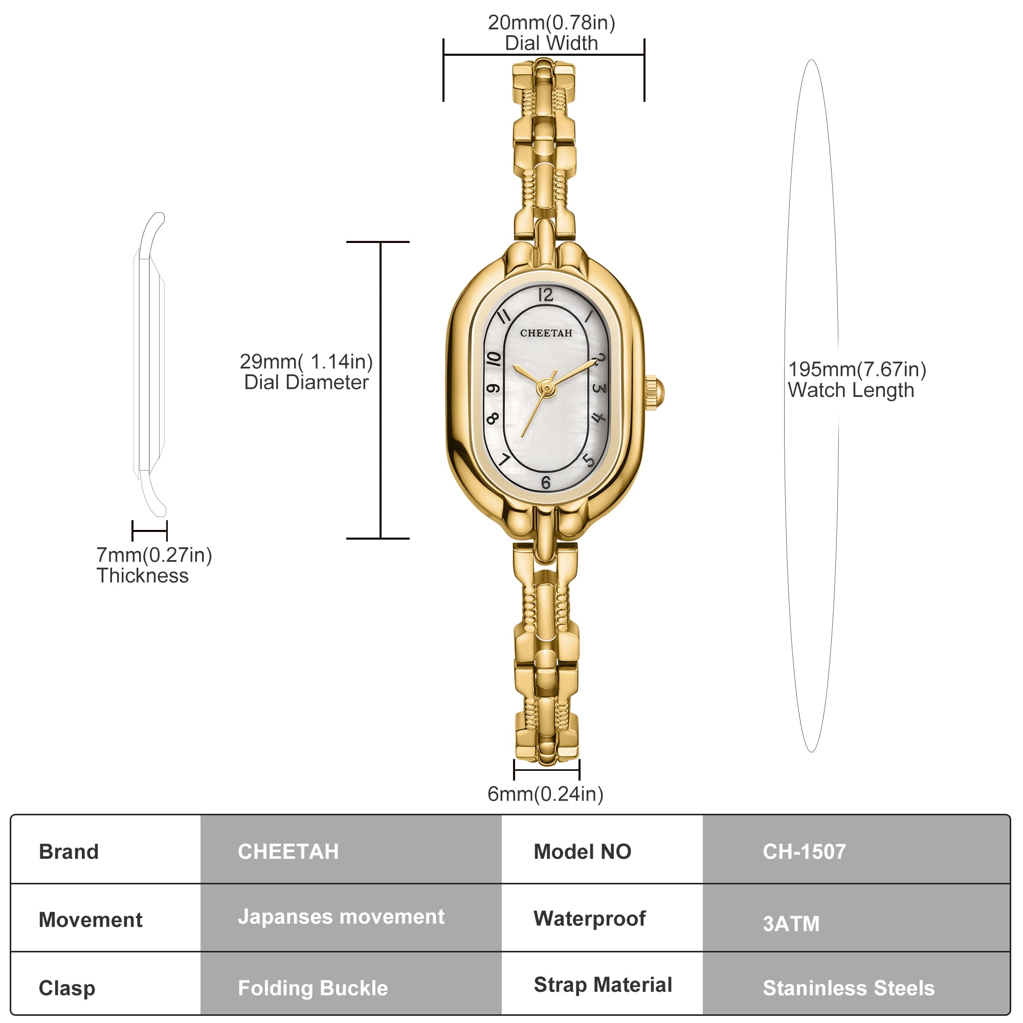 CHEETAH Women's Bangle Watch Small Vintage Bracelet, Easy Read Numeral Dial Waterproof