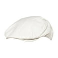 thumbnail image 1 of Mens Linen Flat Cap in Cream & Denim, 1 of 2