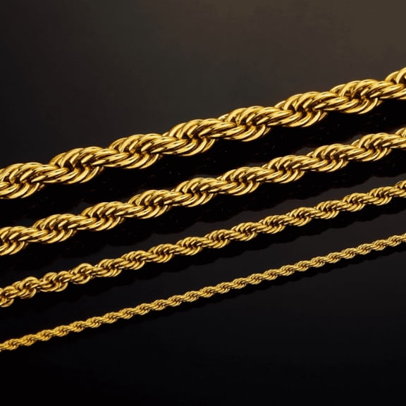 14K Yellow Gold Solid Rope Chain Necklace Diamond Cut Real Men Women Jewelry  | 2.5mm | 22 Inches | MADE IN ITALY