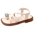 thumbnail image 2 of UngA Sandals for Kids Girls Girls Platform Wedge Open Toe Sandals with Buckle Ankle Strap for Little Kid/Big Kid Flower Girl Sandals(Beige,Size 10), 2 of 8
