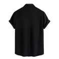 thumbnail image 4 of JUUYY Men's Shirt Ribbed Knit Stand Collar Button Down Shirts Short Sleeve Business Casual Breathable Stretch Office Blouse Tops Black S, 4 of 7