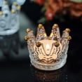 thumbnail image 2 of Efavormart 6 Pack Clear Crystal Glass Crown Tea Light Votive Candle Holders With Gold Beaded Tips - 3"x2", 2 of 11