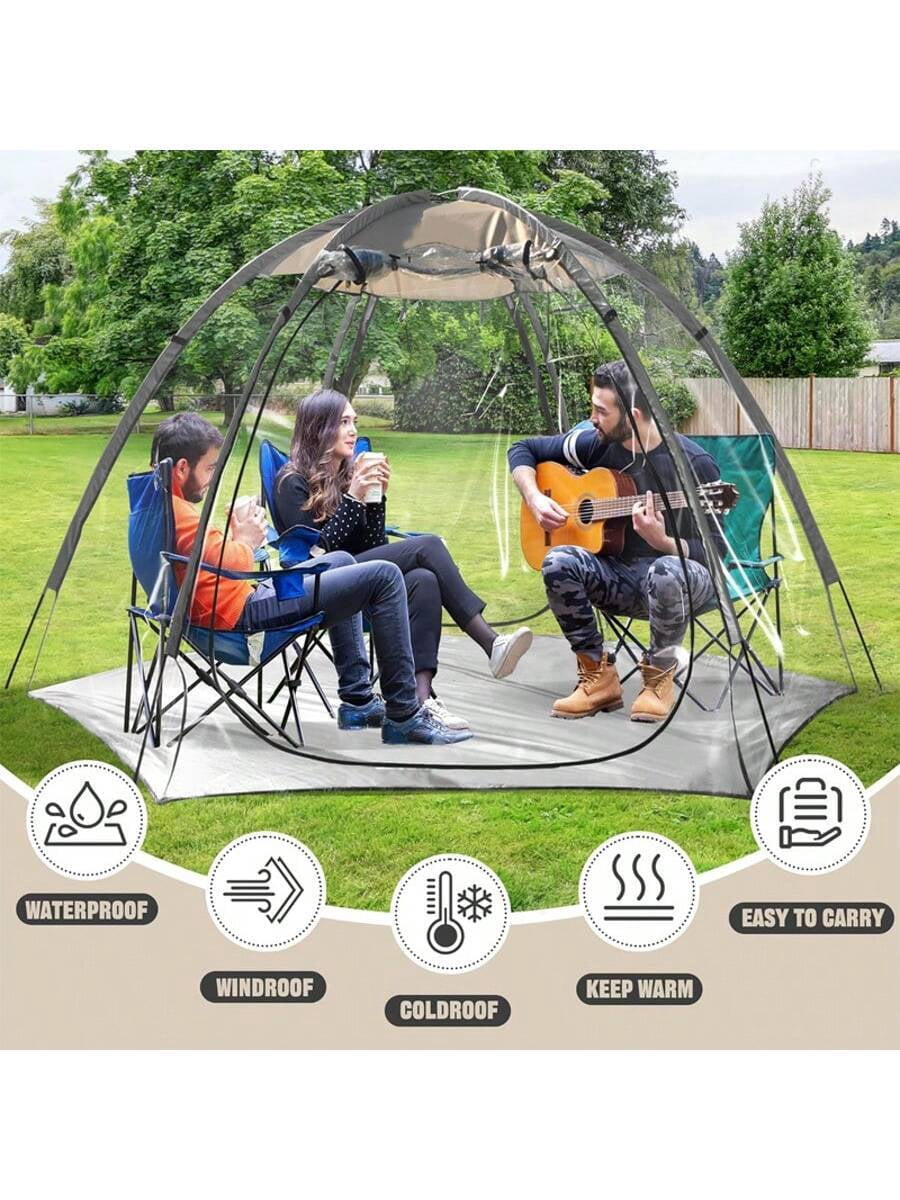 PVC Transparent Sports Tent, Large Instant Waterproof Tent, UVproof Outdoor 360 Full-View Tent With Zipper Window For Soccer Watching Sports Camping Fishing Activities