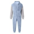 thumbnail image 4 of CUZIBR Girls Fall Jumpsuit Christmas Fuzzy Wool Thermal Hooded Romper Color Block Zipper One Piece Bodysuits Jumpsuit Winter Warm Soft Thick Lined Sofy Cozy Dailywear,Blue,1-2 Years, 4 of 4