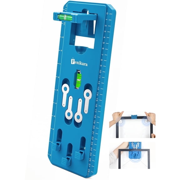 Picture Hanging Kit with Level, Photo Frame Hanging Tool for Fast Marking Position, Hang Sawtooth/Wire Hangers, Wall Hanger for Photo, Painting Frame