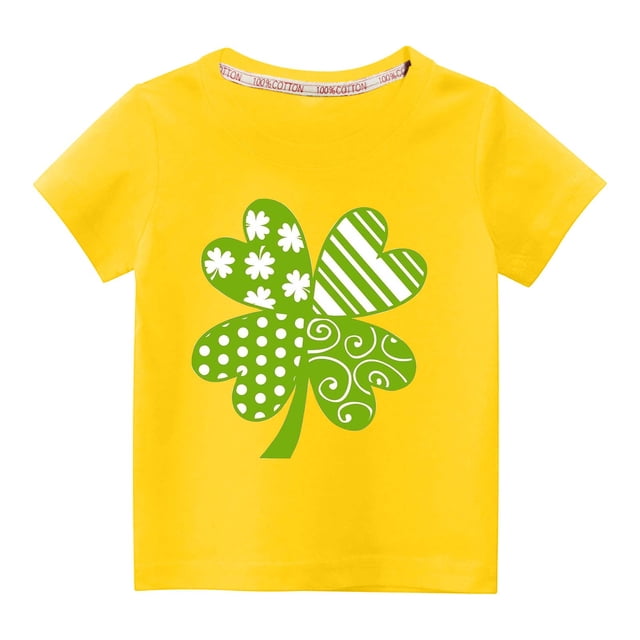 Besolor T-Shirts de la Saint-Patrick pour Enfants Garçons Filles Manches Courtes Hauts d'Été Décontractés Col Rond Blouse Graphique Tee