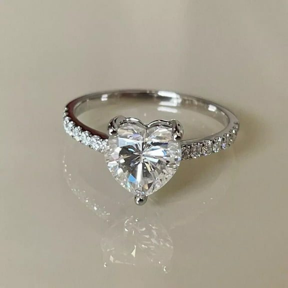 1.50Ct Heart Cut Lab Created Diamond Wedding Ring 14K White Gold Plated