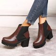 thumbnail image 4 of NECHOLOGY Botas Mujer Adulto Femenino Zapatos Botines para mujer Botas elásticas a la moda para mujer, botines con contraste de tacón y tacón grueso, para invierno (Wine, 8.5), 4 of 7