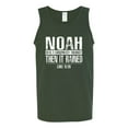 thumbnail image 2 of Wild Bobby Noah Was A Conspiracy Theorist Inspirational/Christian Men Graphic Tank Top, Forest Green, 3X-Large, 2 of 5