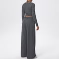 thumbnail image 5 of CHUMUD Women's Three Piece Set Long Sleeve V-Neck Top Side Tie Wide Leg Pants Halter Tank Tops Yoga Suit Outdoor Jogging Suit, 5 of 5
