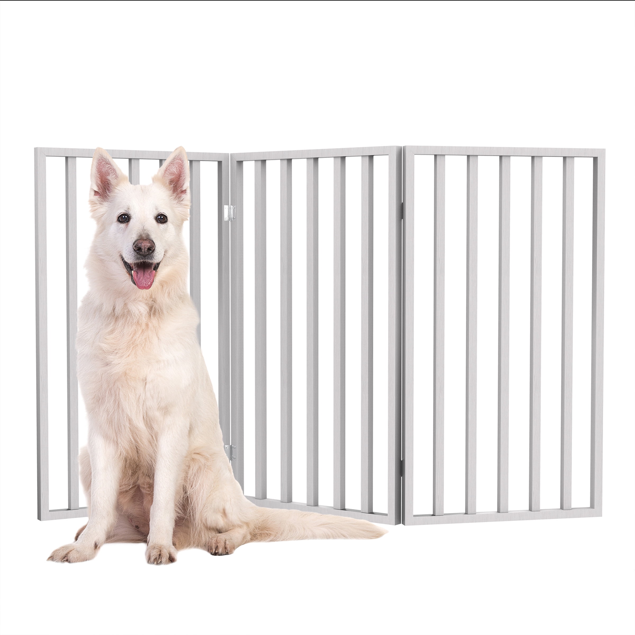 32"H Freestanding Wooden Pet Gate, 3 Panel, White