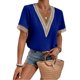 thumbnail image 1 of Blusa casual con cuello en V, manga corta con cuello en V Top de manga corta de crochet Top de manga corta con cuello en V Construido para el futuro, 1 of 5