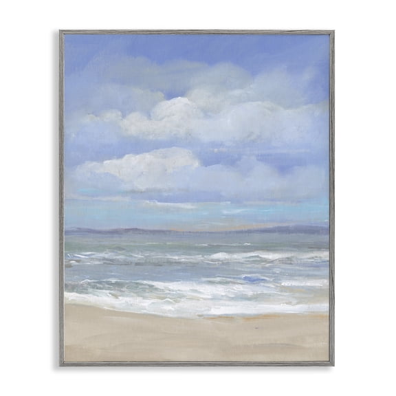 Stupell Industries Tropical Cloudy Ocean Bay Shoreline Gray Framed Giclee Art, 16 x 20, by Tim O'Toole