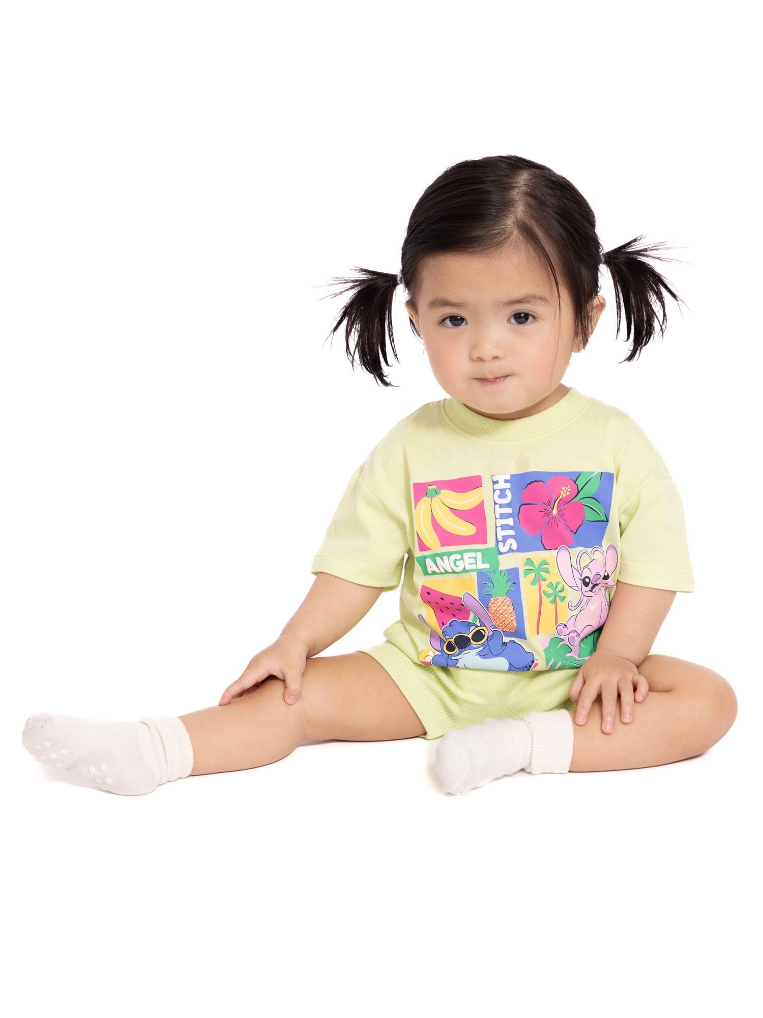 Lilo and Stitch Baby Girls Graphic Tee and Bike Shorts Set, 2-Piece, Sizes 0/3M-24M
