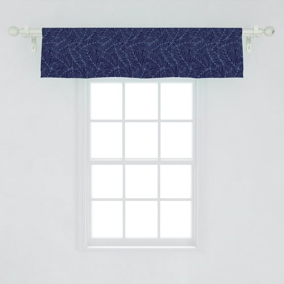 Ambesonne Tropical Window Valance, Monochrome Palm Leaves, 54" X 12", Indigo and Pale Blue