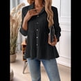 thumbnail image 4 of Chemisier Boutonné Peplum pour Femmes Manches Longues Col Ample Chemises Texturées, 4 of 6