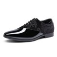 thumbnail image 1 of Zapatos Bruno Marc BMUMOX2507 de terciopelo y charol con cordones 8.5 Negro, 1 of 7