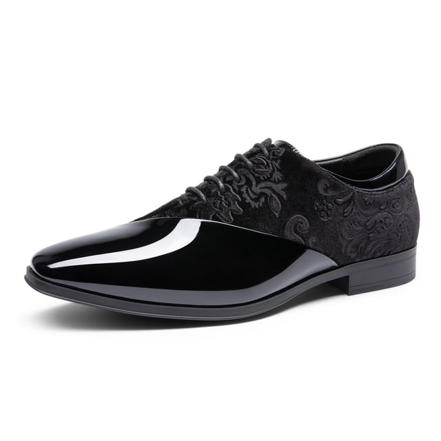 Zapatos Bruno Marc BMUMOX2507 de terciopelo y charol con cordones 8.5 Negro