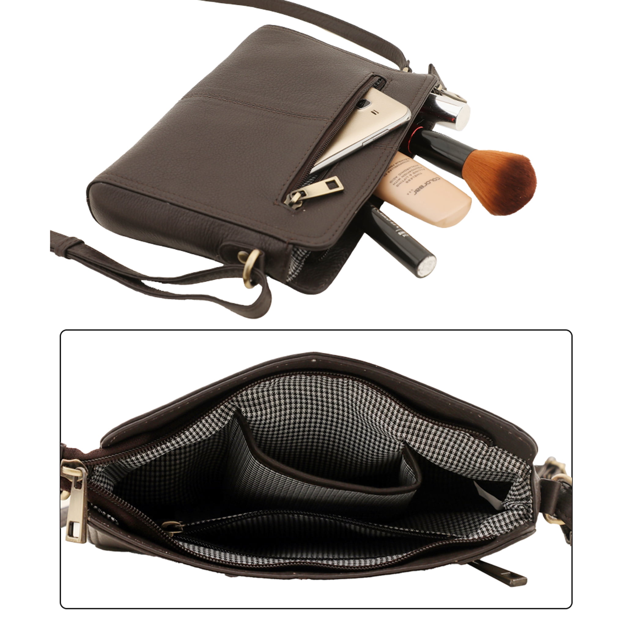 Leather Crossbody Purses For Women- Small Shoulder Handbag With Adjustable Strap