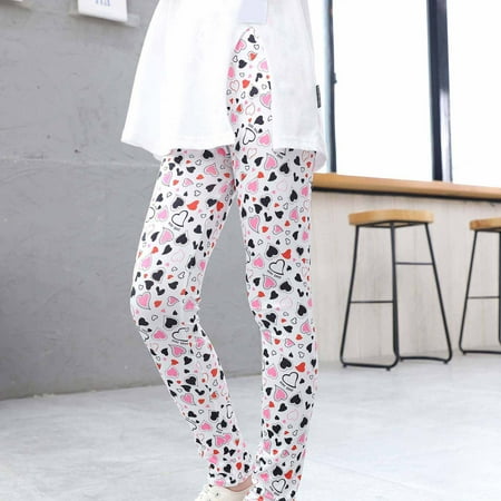 

DAETIROS Quick Drying Elastic Printing Cute Fashion Autumn Winter Girls Trousers White