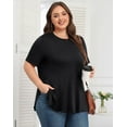 thumbnail image 4 of Daystry Womens Short Sleeve Casual Loose Fit Flare Swing Tunic Tops Round Neck Jersey Plit Side T-Shirt Plus Size Black XL, 4 of 9