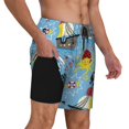 thumbnail image 2 of Fotbe Pirate Marine Animals Traje de Baño para Hombre – Shorts de Natación de Secado Rápido con Forro y Bolsillos-3X-Large, 2 of 6