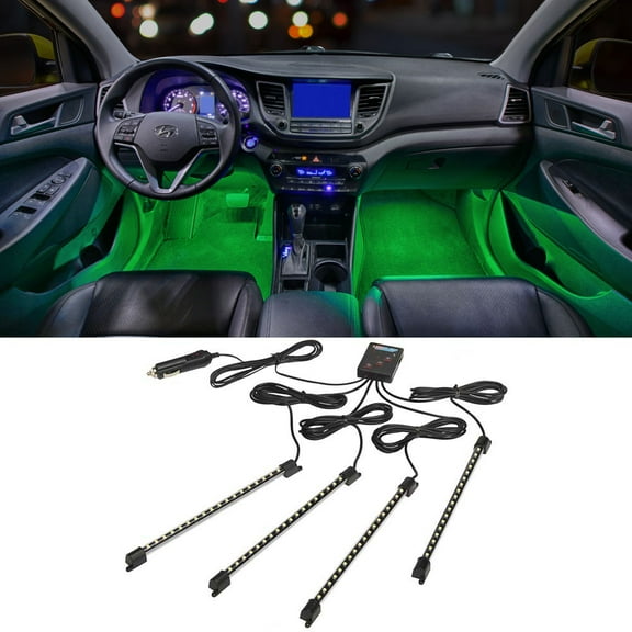 LEDGlow 4pc. Green LED Interior Underdash Lighting Kit