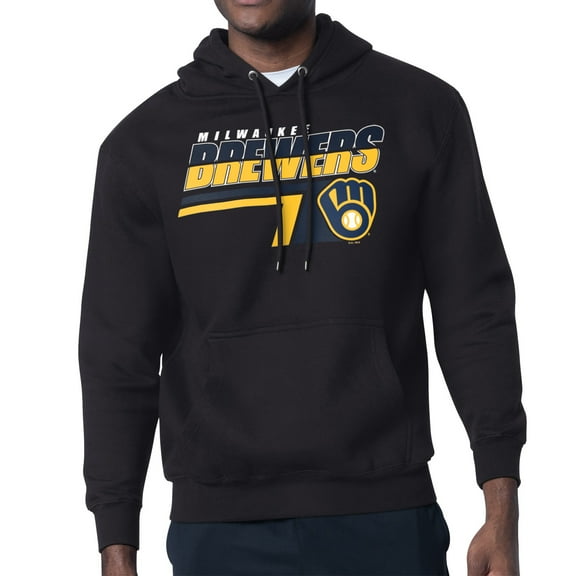 Men's Starter Black Milwaukee Brewers Logo Push Graphic Hoodie