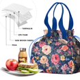 thumbnail image 4 of Pioneer Flower Drawstring Lunch Bag Women - Drawstring Lunch Bag Insulated for Work Office - Stain-Resistant Large Lunchbags for Women with Multi-Pockets, 4 of 6
