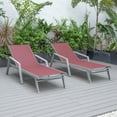 thumbnail image 2 of LeisureMod Marlin Modern Outdoor Chaise Lounge Arm Chair with Grey Powder Coated Aluminum Frame for Patio and Backyard Garden, Set of 2 (Burgundy), 2 of 12
