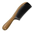 thumbnail image 3 of Peine de pelo no estático para desenredar, peines de madera de dientes finos, peine de cuerno de búfalo de sándalo verde, 3 of 8