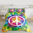 thumbnail image 2 of jejeloiu Watercolor Tie-Dye Full Size Comforter Sets,Vintage Flowers Floral Bedding Sets For Teens 3pcs, 2 of 8