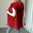 thumbnail image 5 of Women's Sleeveless Plush Vest, Mid Length Hooded Jacket with Zip Front, Soft Pile Fleece Outerwear, Embossed Pattern Casual Coat, Cozy Fall Winter Seasonal Layer Red XL, 5 of 9