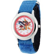 Elena of Avalor, Elena and Skylar Boys' Stainless Steel Time Teacher Watch, Blue Hook and Loop Nylon Strap with Black Backing