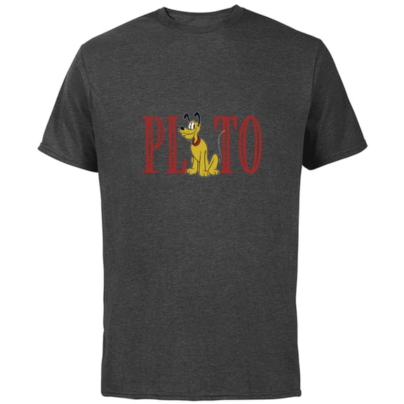 Disney Mickey and Friends Pluto Lettering Classic - Short Sleeve Cotton T-Shirt for Adults - Customized-Charcoal