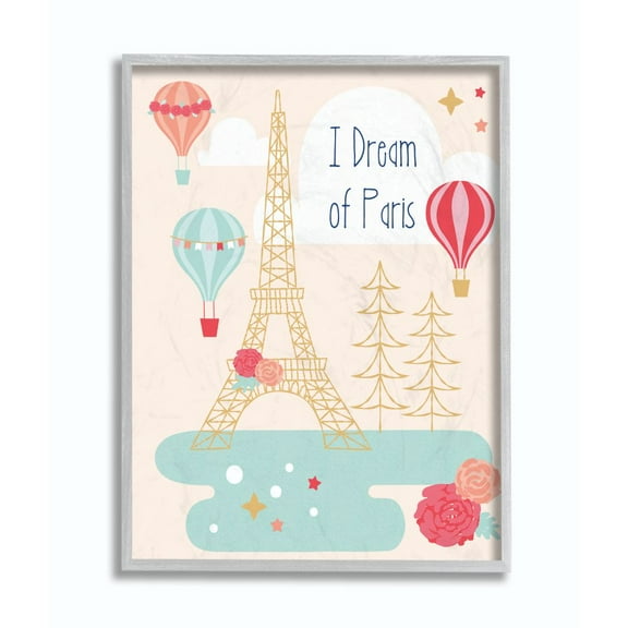 The Kids Room by Stupell I Dream Of Paris Framed Wall Art by Liz Mytinger