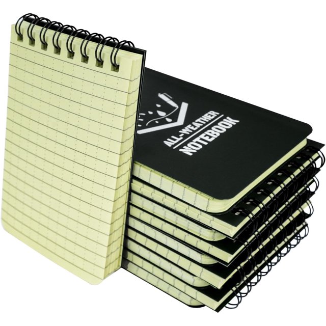 shiyou-10 Pack Waterproof Notebook, 3x5 inch Pocket Notepad, All Weather Pocket Notebook, Write in The Rain Mini Spiral Notepad with Grid, Handy Steno Memo Pads for Outdoor, Office, School (Black)