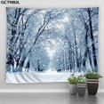 thumbnail image 1 of Tapiz navideño colgante de pared fuera de la ventana, Paisaje de nieve, bosque, invierno, dormitorio, sala de estar, decoración del hogar, tela, 1 of 4