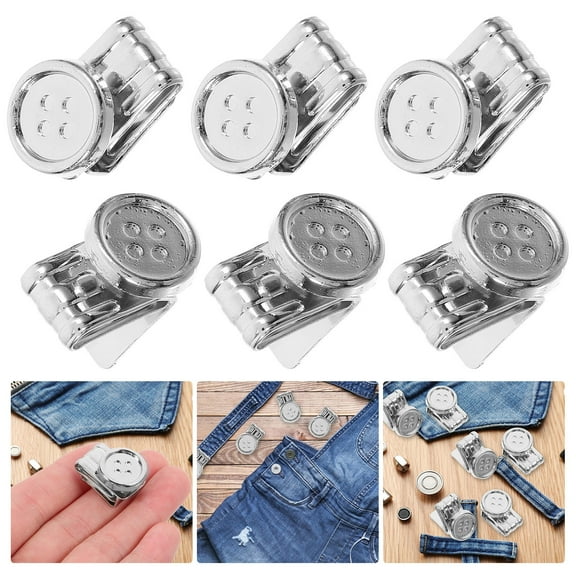6 Pcs Jeans with Suspender Buttons Metal Adjustment Buckle