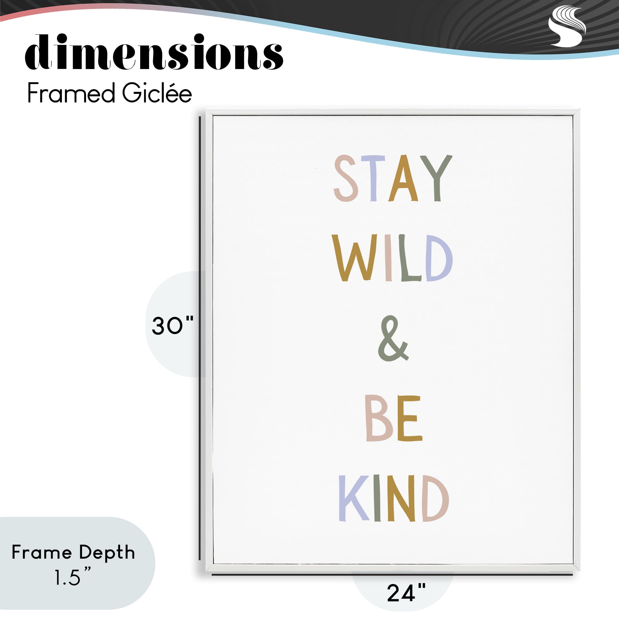 Stupell Industries Stay Wild Be Kind White Framed Giclee Art, design by Katie Griggs