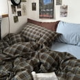 thumbnail image 3 of 3 Piece Vintage Buffalo Plaid Queen Size Duvet Cover-100% Cotton Brown Stripes Bedding Set Zipper Closure Soft Breathable Retro Design All Seasons, 3 of 7