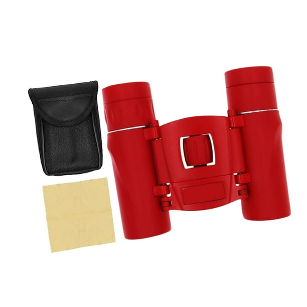 Mini binoculares 8x para adultos y niños, ligeros, fáciles de enfocar, compactos. Rojo